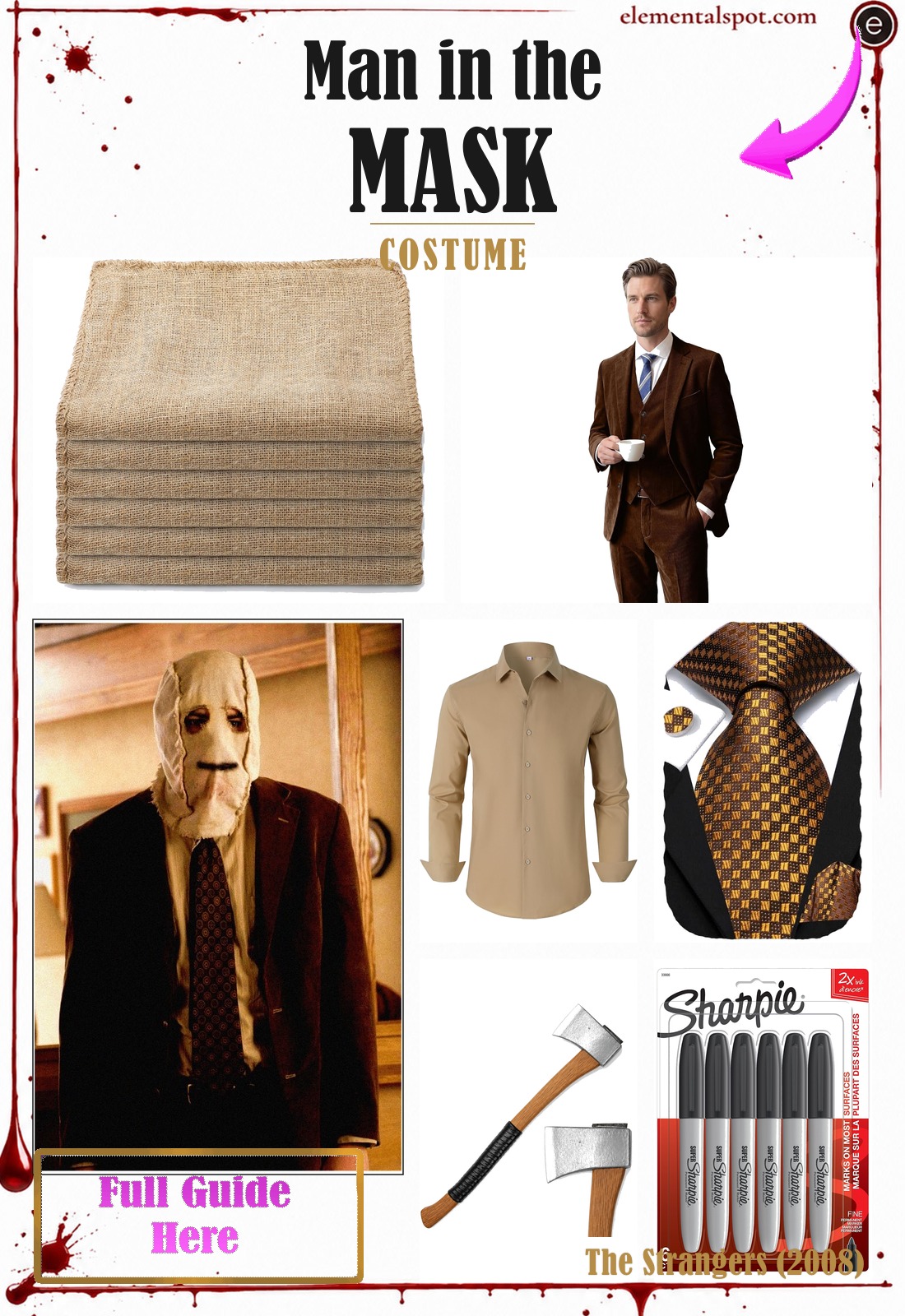Man in the Mask The Strangers (2008) costume — all pieces in one pin