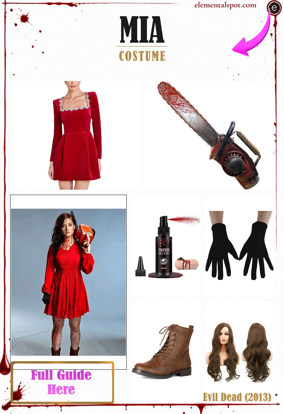 Mia Evil Dead (2013) costume — all pieces in one pin