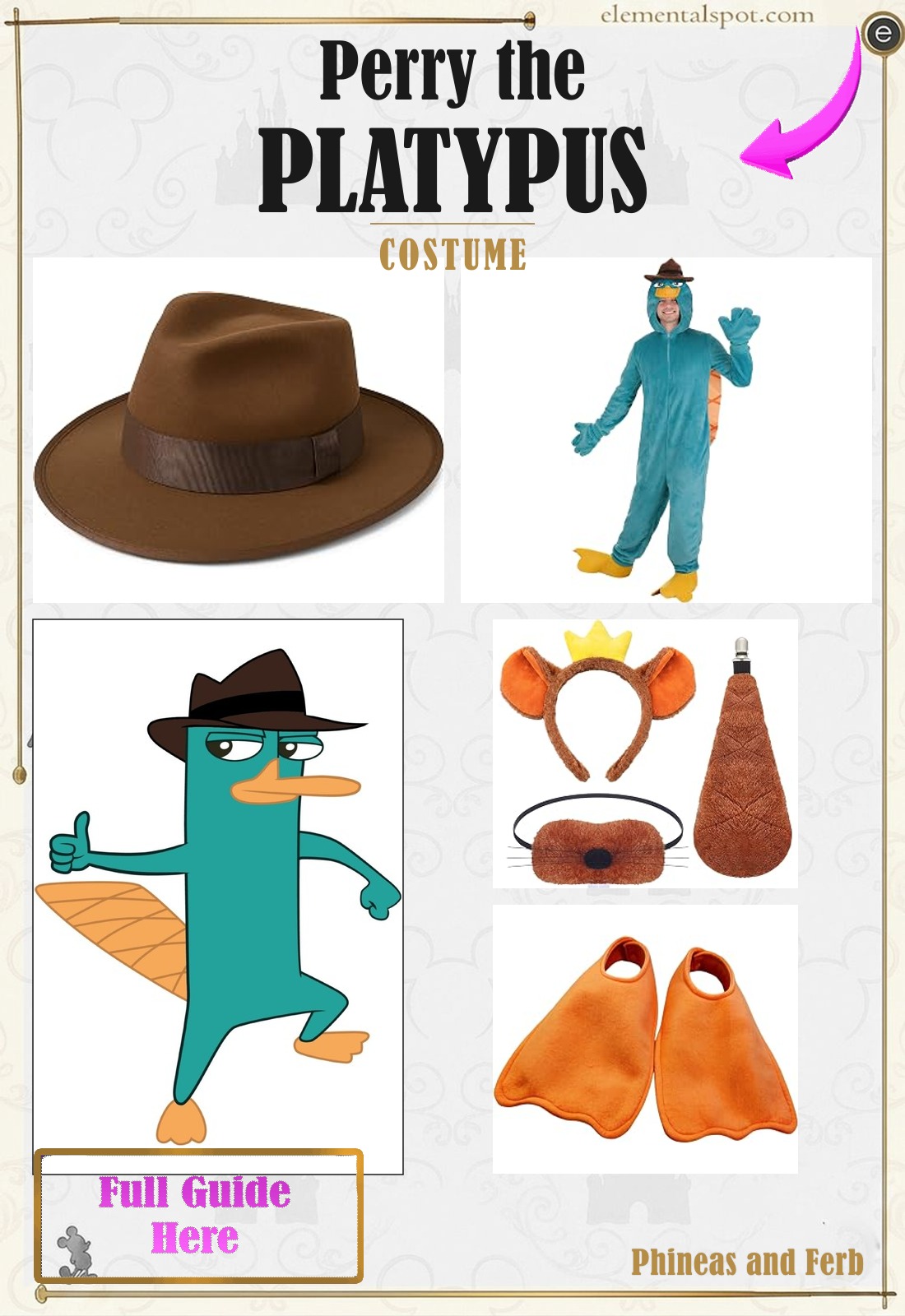 Perry the Platypus Phineas and Ferb costume — all pieces in one pin
