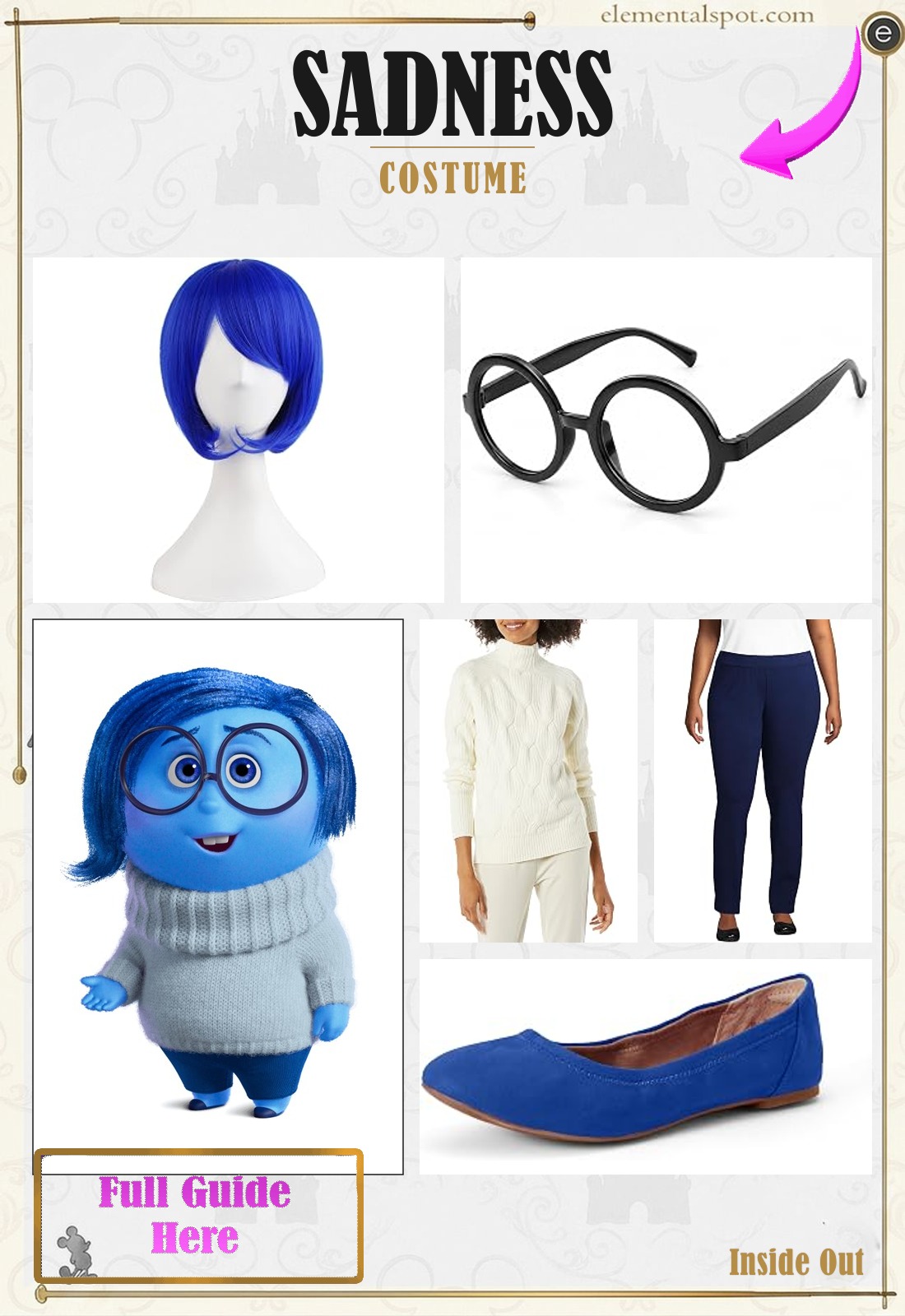 Sadness Inside Out costume — all pieces in one pin