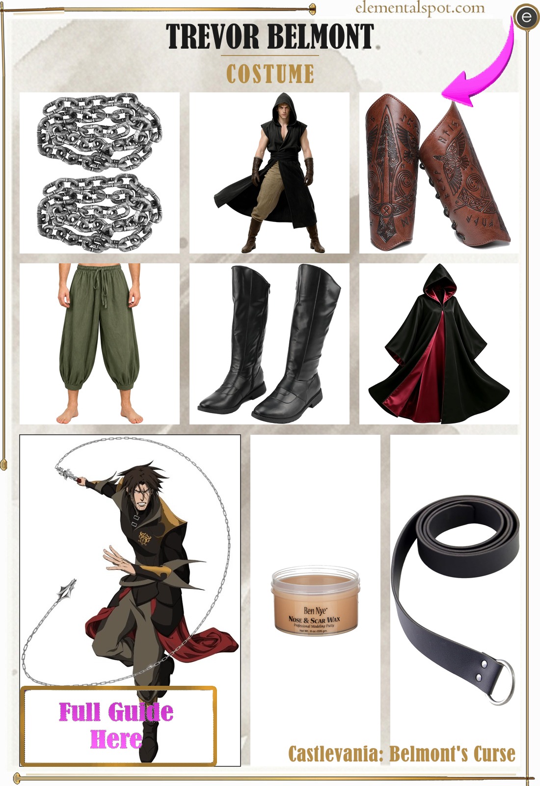 Trevor Belmont Castlevania: Belmont's Curse costume — all pieces in one pin